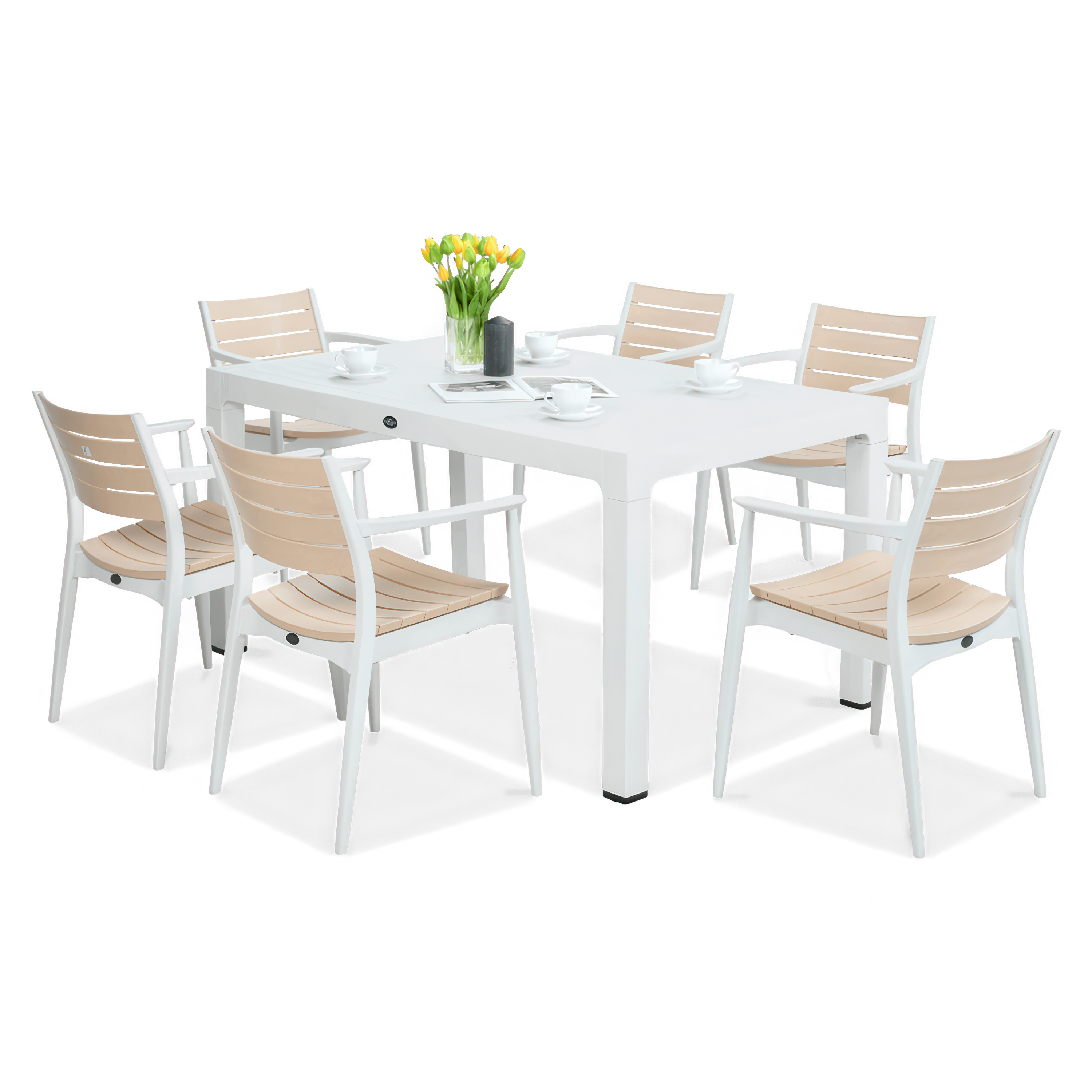 Novussi set de luat masa REGNUM 6+1 Alb/Ivory