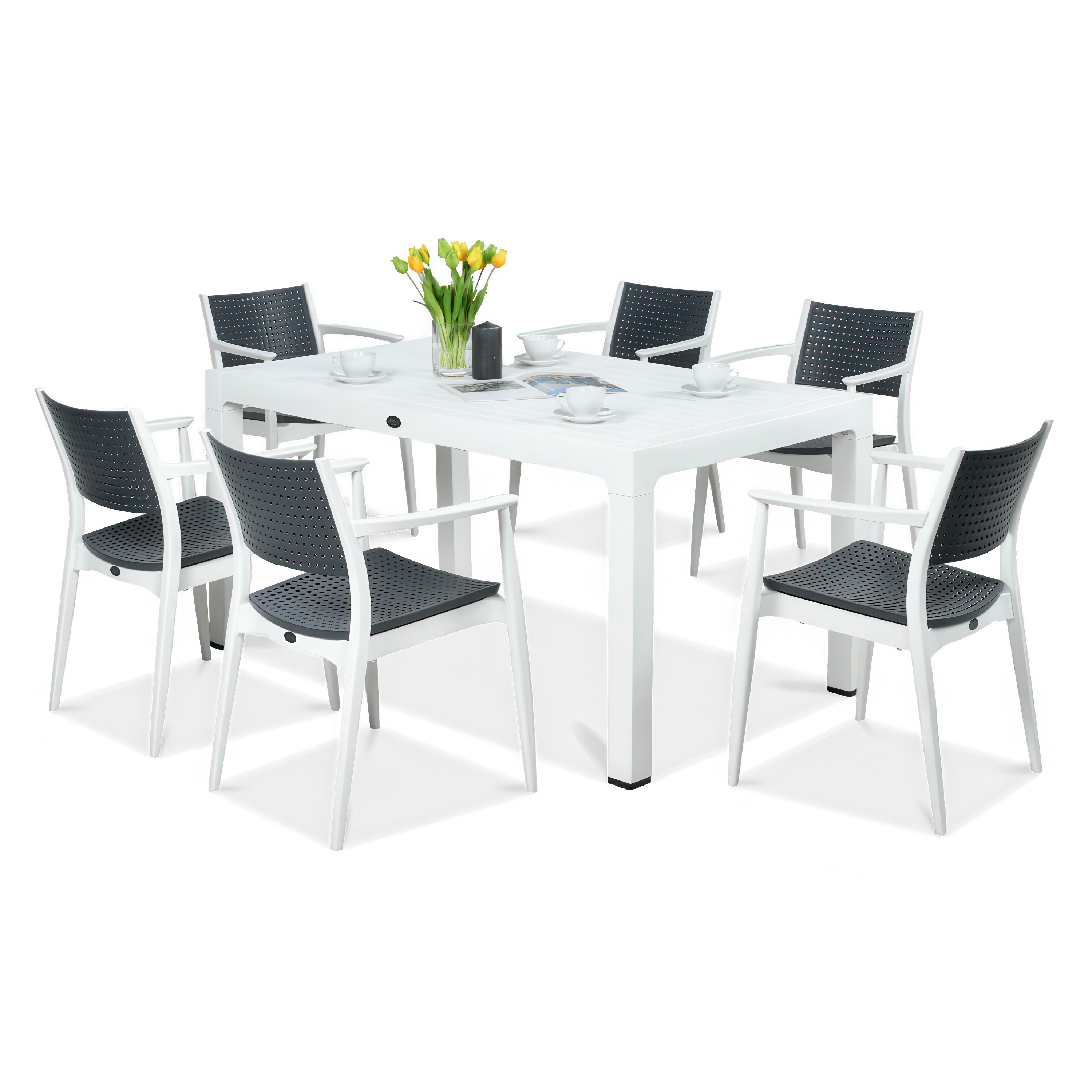 Novussi mobilier de sufragerie SEGINUS 6+1 Alb/Antracit