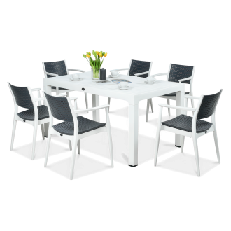 Novussi mobilier de sufragerie SEGINUS 6+1 Alb/Antracit