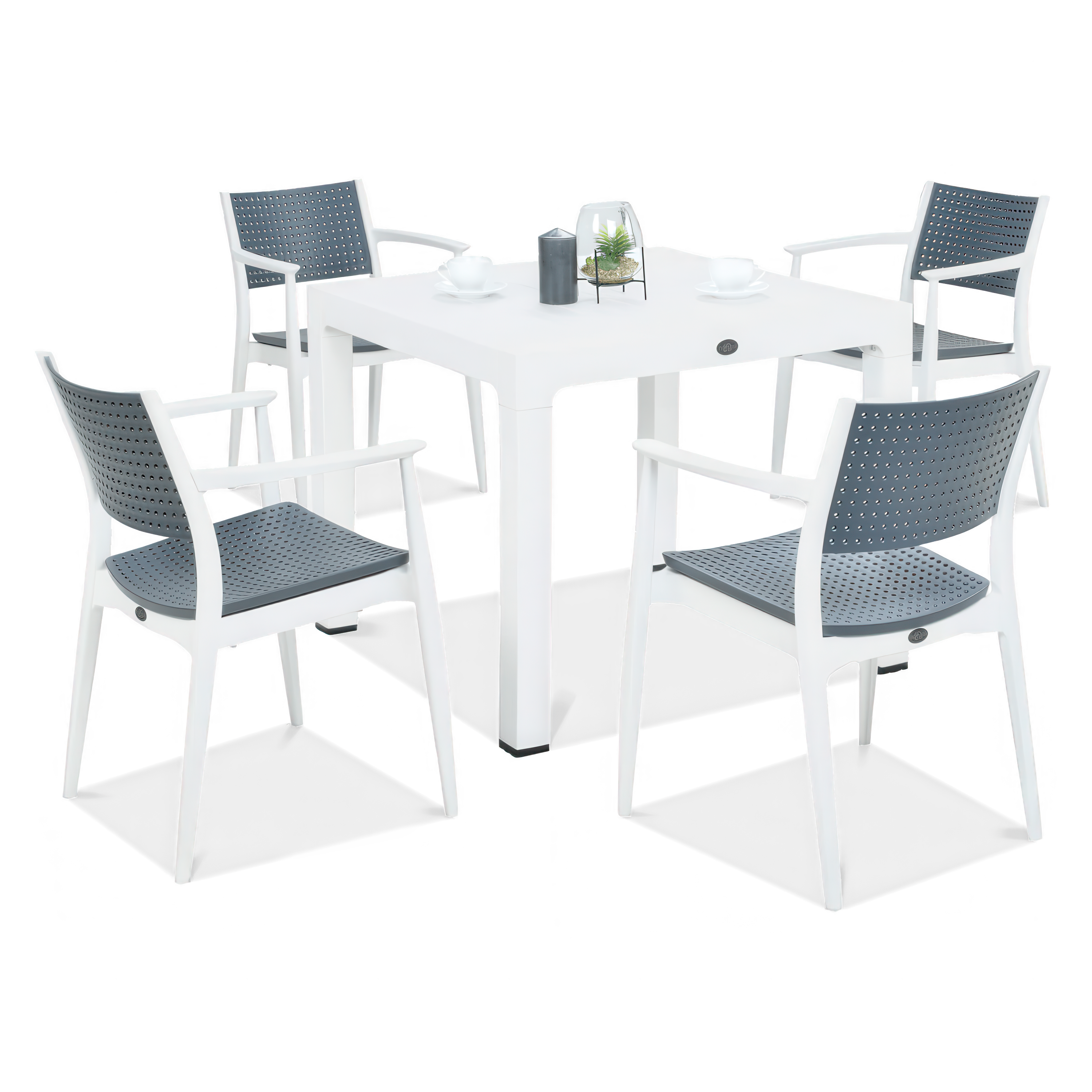 Novussi SEGINUS 4+1 Set de sufragerie de grădină alb/antracit