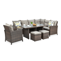 Technorattan IBIZA colț canapea + fotoliu Brown