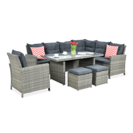 Technorattan IBIZA canapea de colț + fotoliu Gri