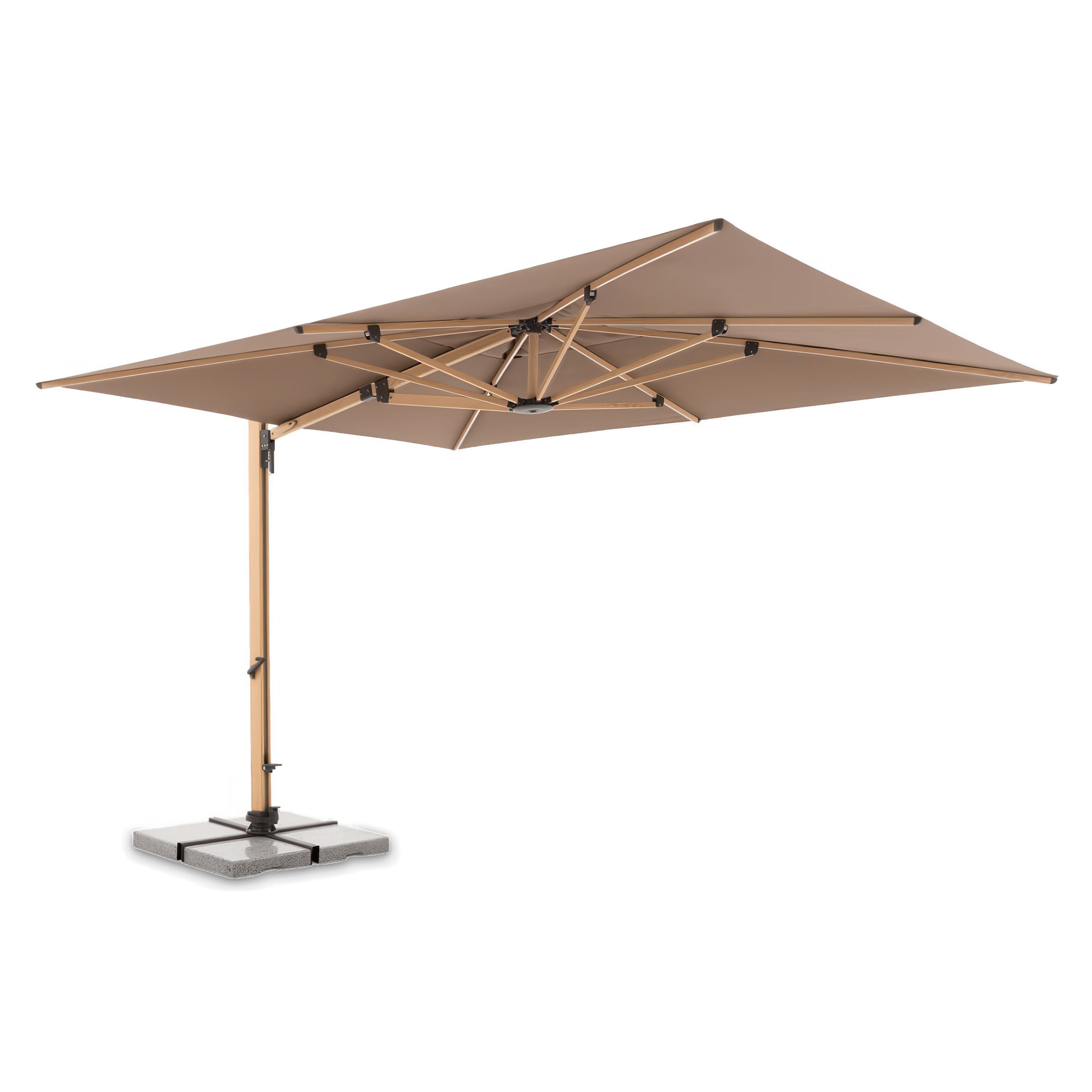 Umbrelă de grădină Doppler ALU WOOD XL ULTRA 400x300 LED Caffe