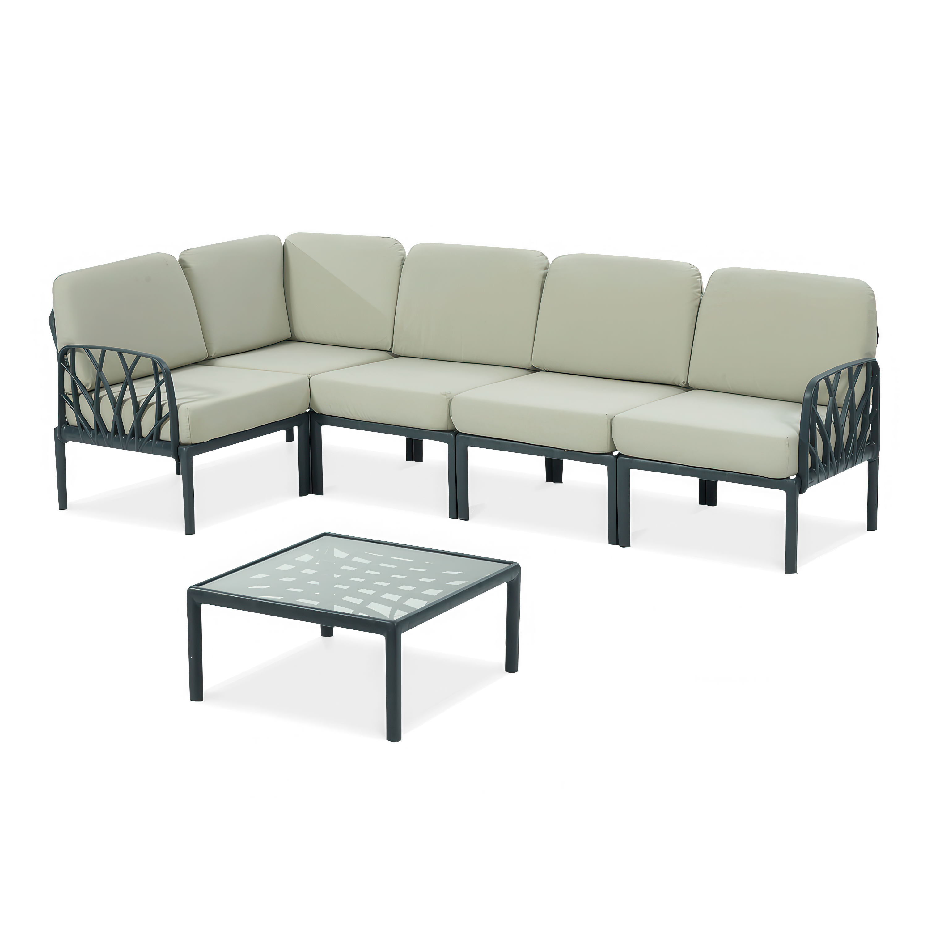 Colțar modular de grădină GARDA cu masă Antracit