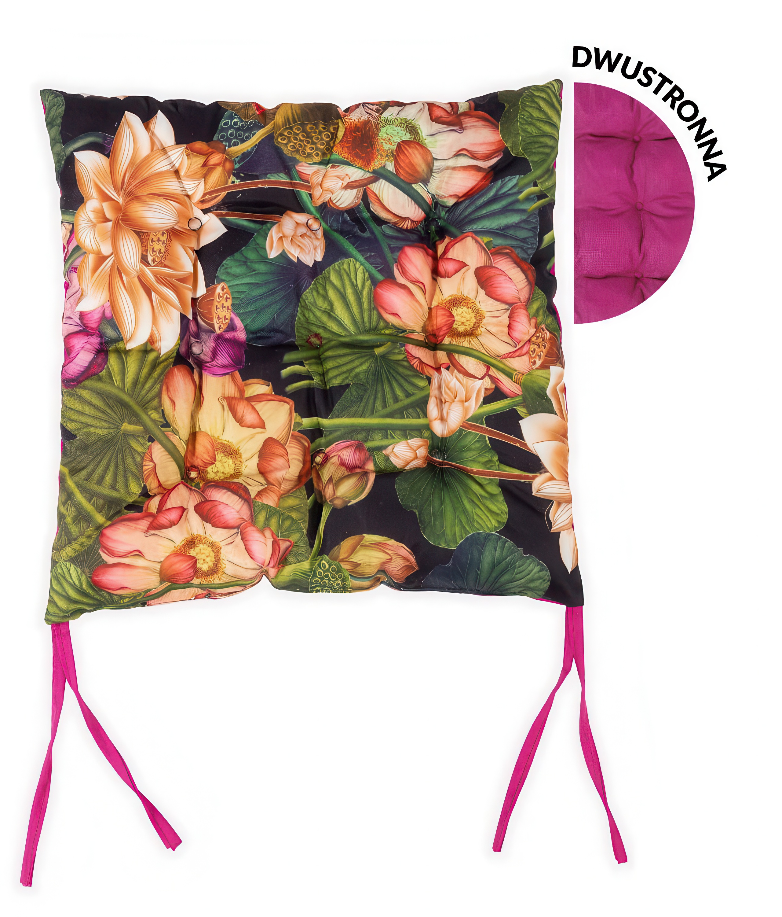 Peonia roz 40x40cm pernă de grădină cu două fețe - MOODME