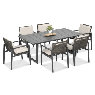LOTUS Dining Set 6+1 mese de grădină gri închis - FURRORE
