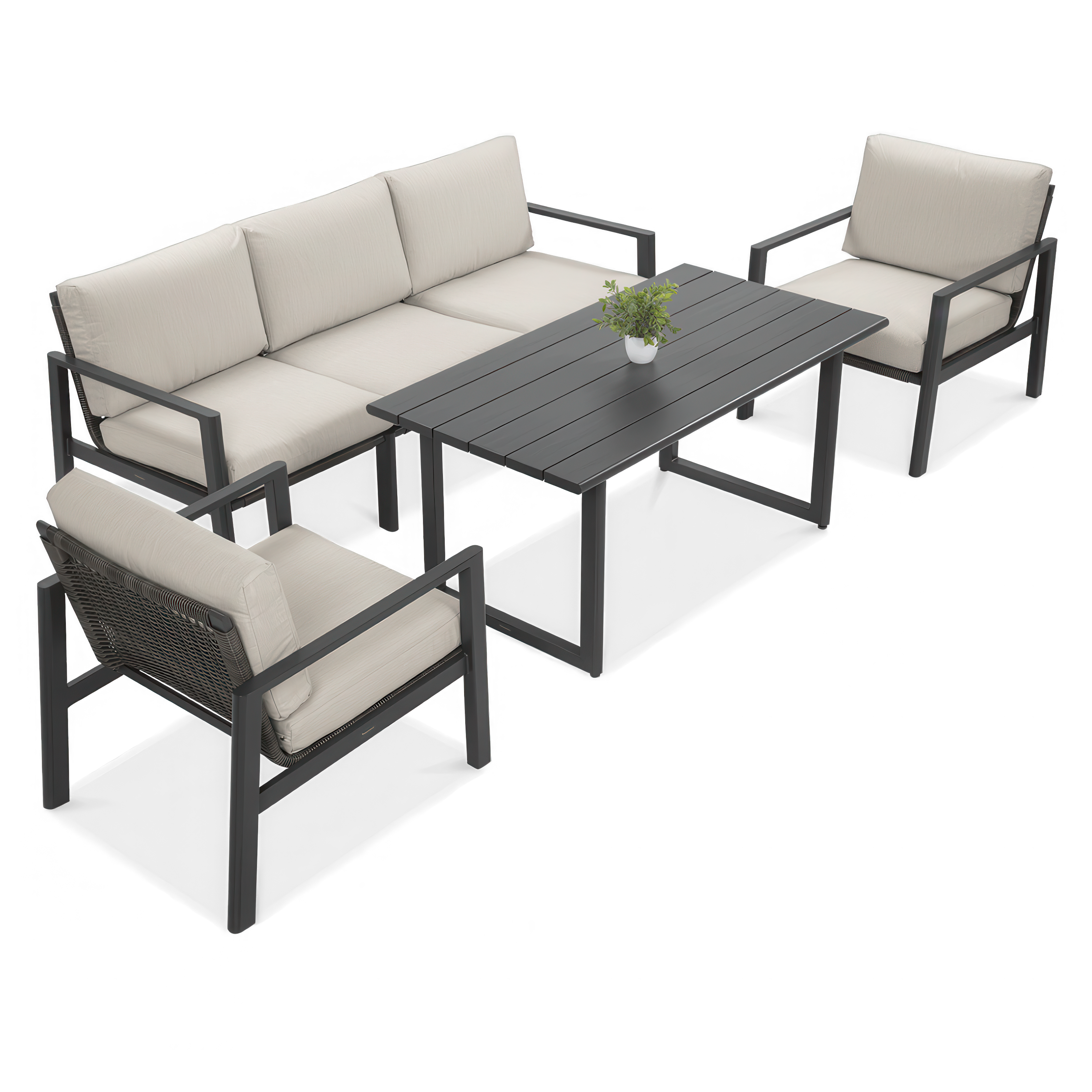 LOTUS Dining Set lounge gri închis - FURRORE