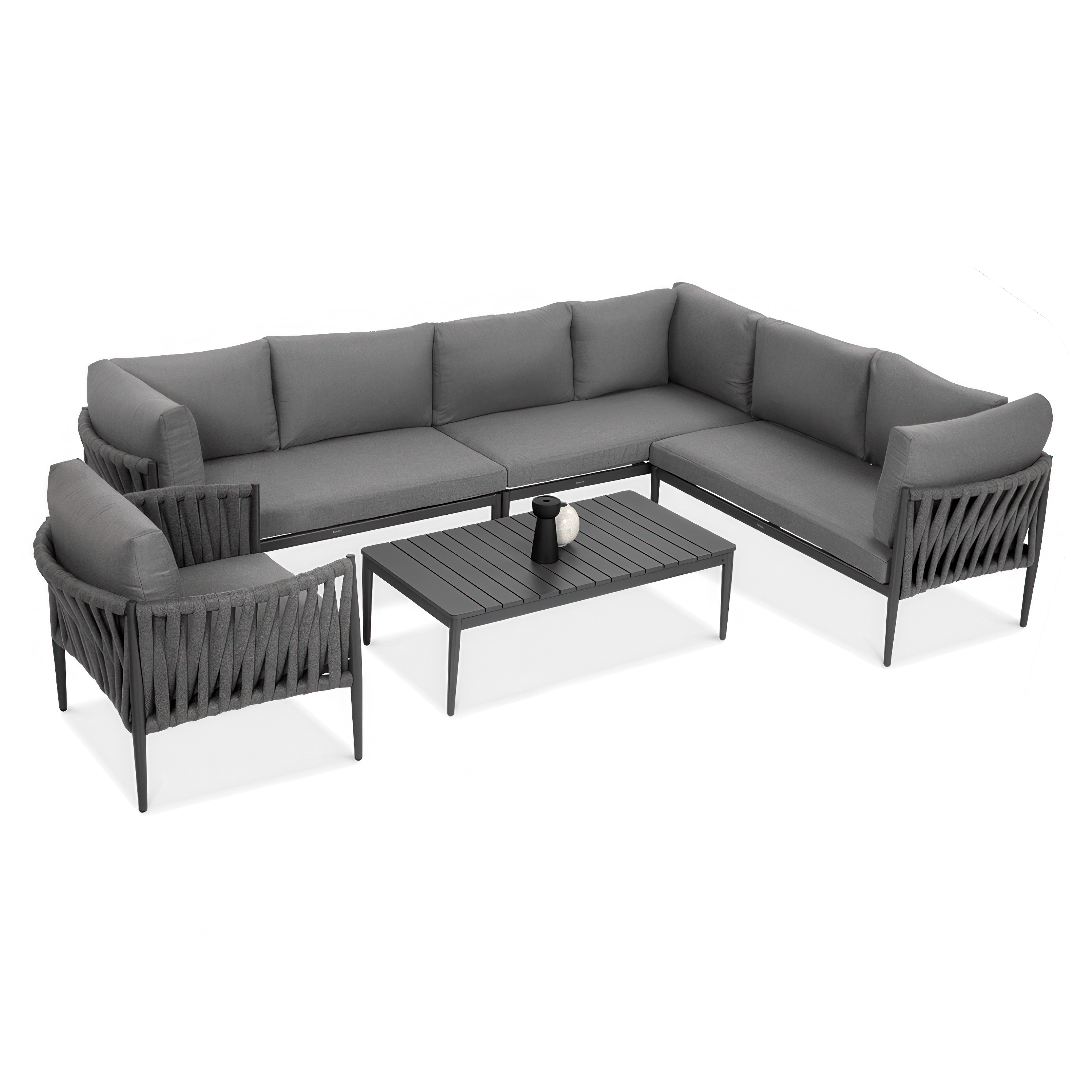 Colț de grădină din aluminiu MONZA Caffe + fotoliu gri - FURRORE