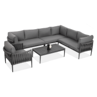 Colț de grădină din aluminiu MONZA Caffe + fotoliu gri - FURRORE