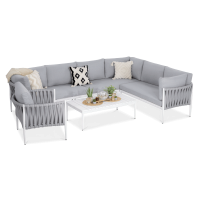 Colț de grădină din aluminiu MONZA Caffe + fotoliu alb - FURRORE