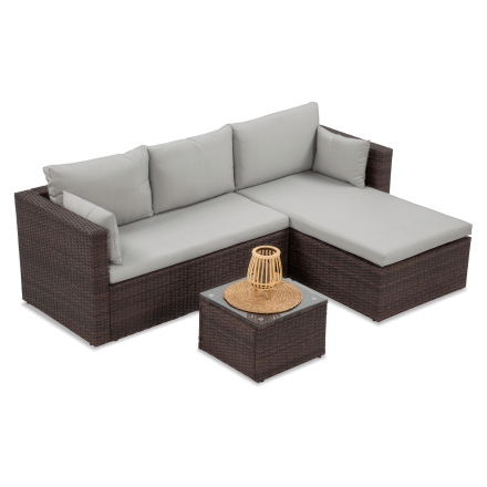 Canapea de colț Technorattan LIZBONA Brown - FOCUS GARDEN