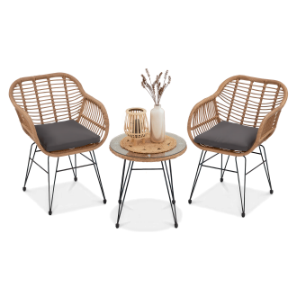 KUBU 2+1 masă de balcon și scaune, bej - FOCUS GARDEN