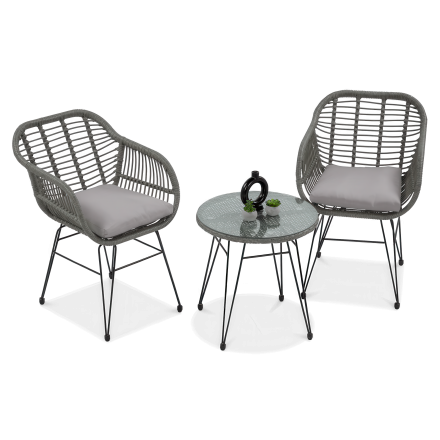 Set balcon KUBU 2+1, gri - FOCUS GARDEN