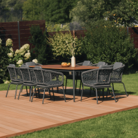 Set masă ROMA DINNING 8+1 Gri închis - FURRORE