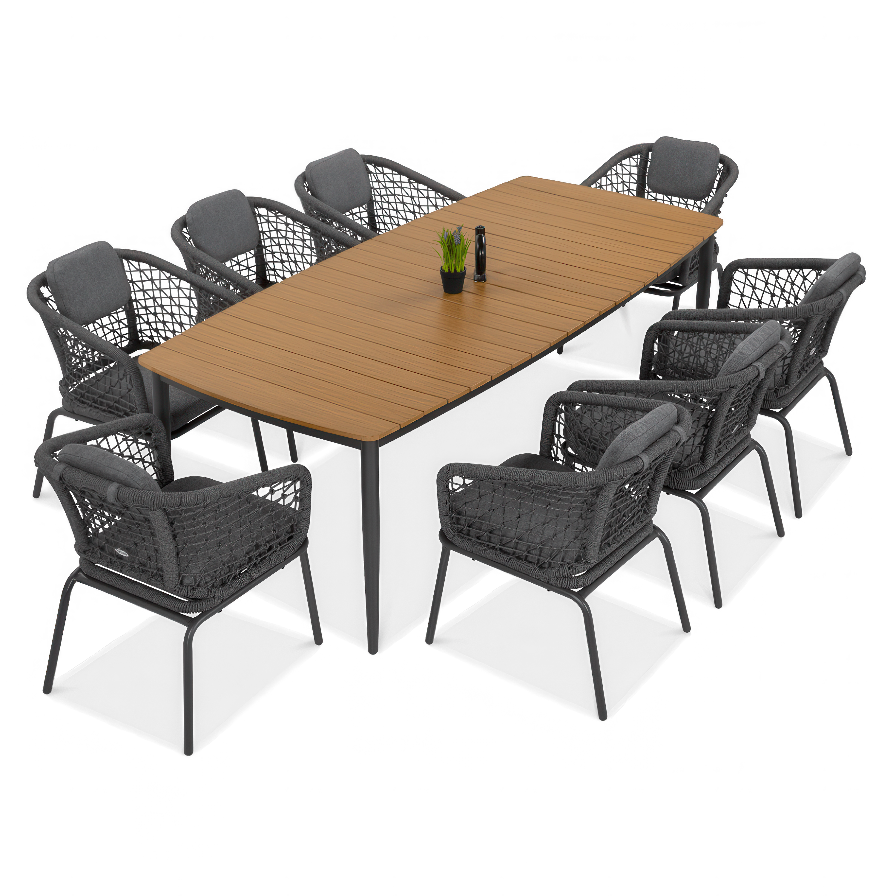 Set masă ROMA DINNING 8+1 Gri închis - FURRORE