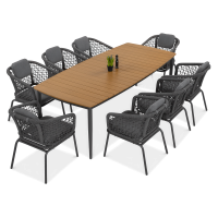 Set masă ROMA DINNING 8+1 Gri închis - FURRORE