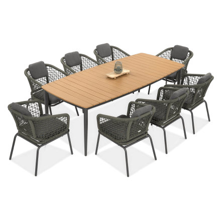 Set masă ROMA DINNING 8+1 Hunter Green - FURRORE