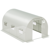 Widok z lotu ptaka na biały tunel foliowy trzy sekcjowy od Cultivo