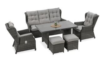 Technorattan mobilier BALTIMORE DINING + PUFY Gri închis