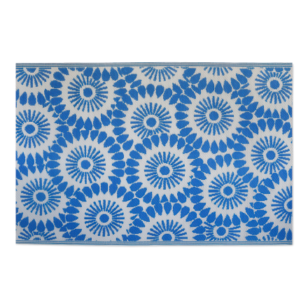 dywan zewnętrzny ze wzorem niebieskich kwiatów