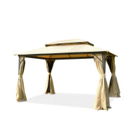 Pavilion de grădină cu plasă de țânțari și perdele VANCOUVER 3x4 Bej - Hardmaister