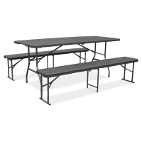 Set masă 180 cm + 2x bancă din lemn grafit - Bjørkka