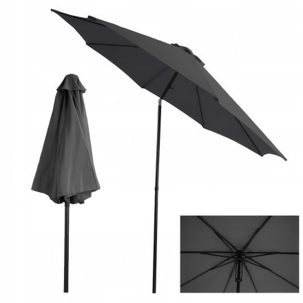 Parasol z masztem centralnym SAMOS 3m Dark Grey - Focus Garden