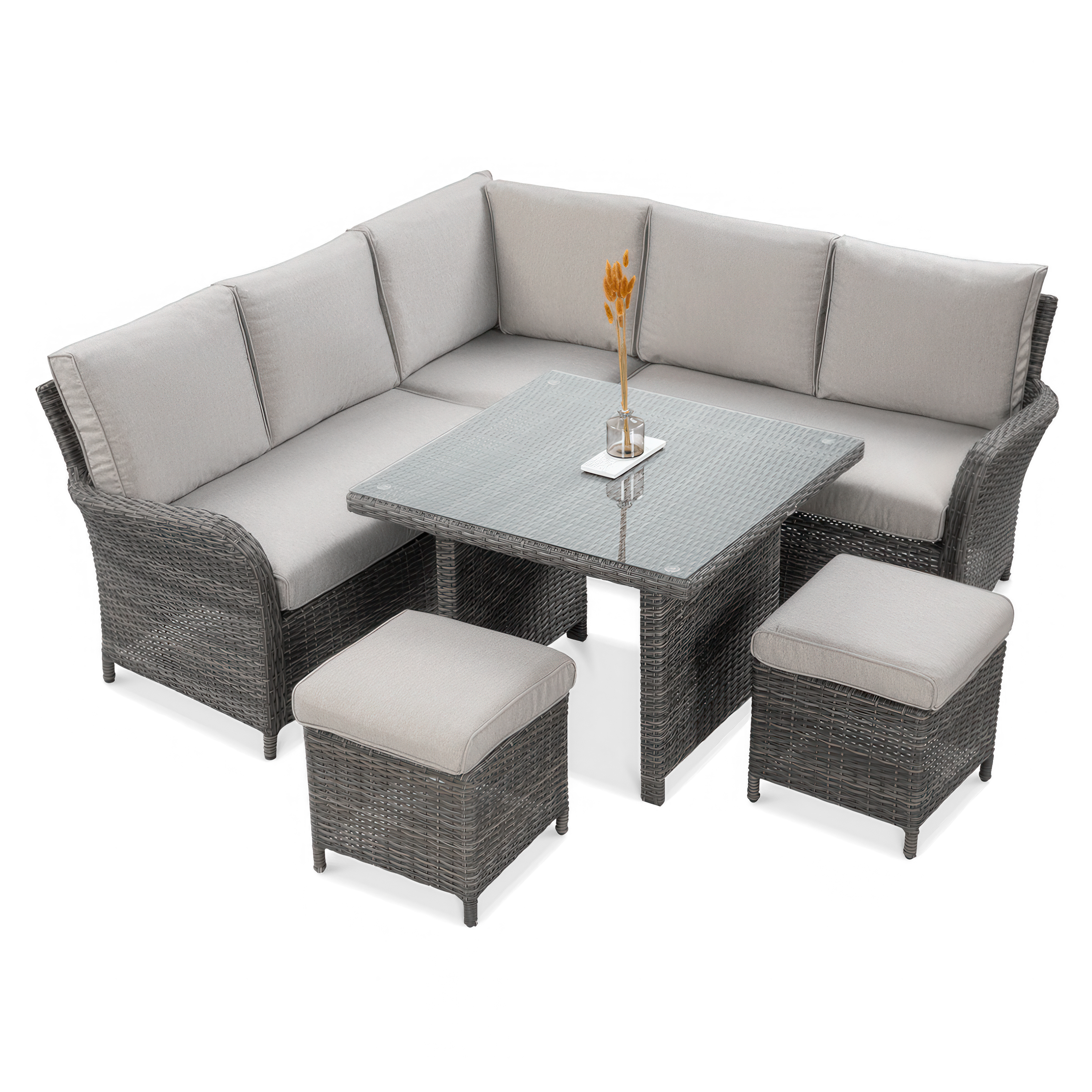 Technorattan canapea de colț VENTURA Gri închis