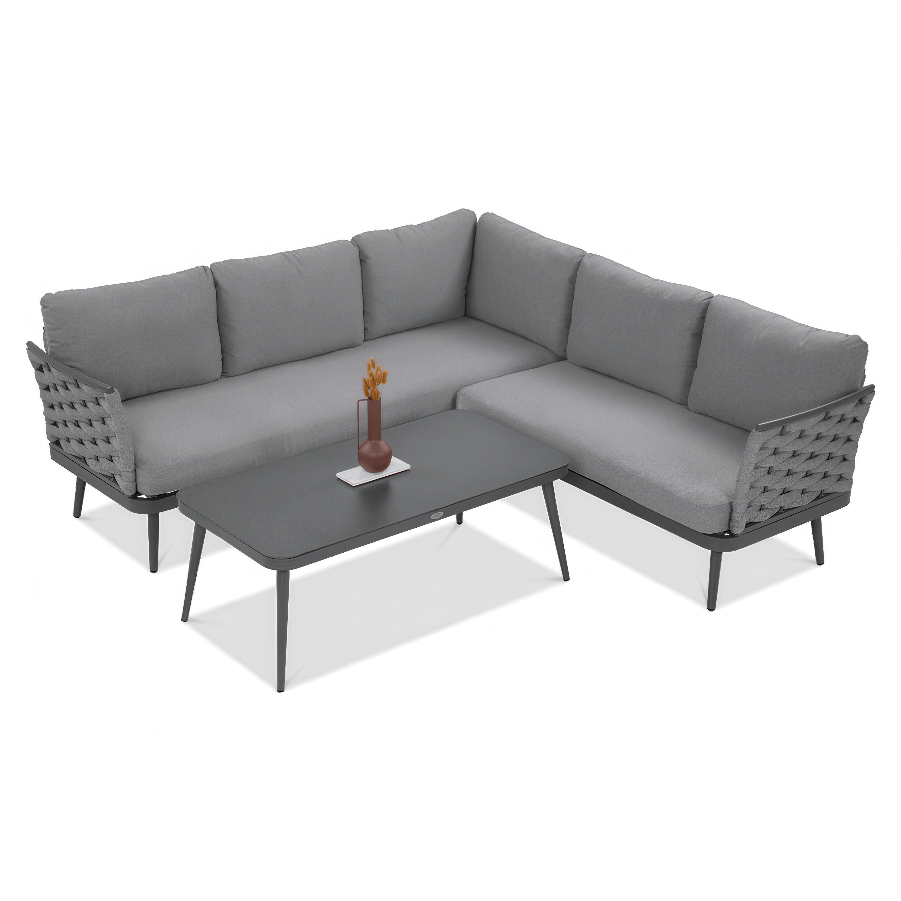 aranżacja z narożnikiem marinel w kolorze grafit