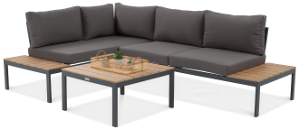 Przód ciemno-szarego narożnika i stolika