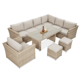 Technorattan unitate de colț MONIZ DINING PLUS Bej