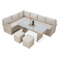 Canapea de colț Technorattan SALO + PUFY Bej