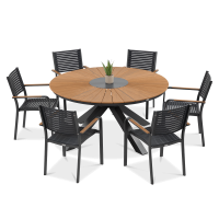 Set de mobilier pentru sufragerie TACOMA Fi150/6+1 Graphite - Focus Garden