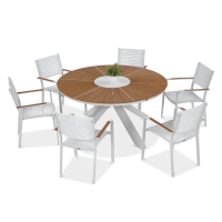 Set de mobilier pentru sufragerie TACOMA Fi150/6+1 alb - Focus Garden