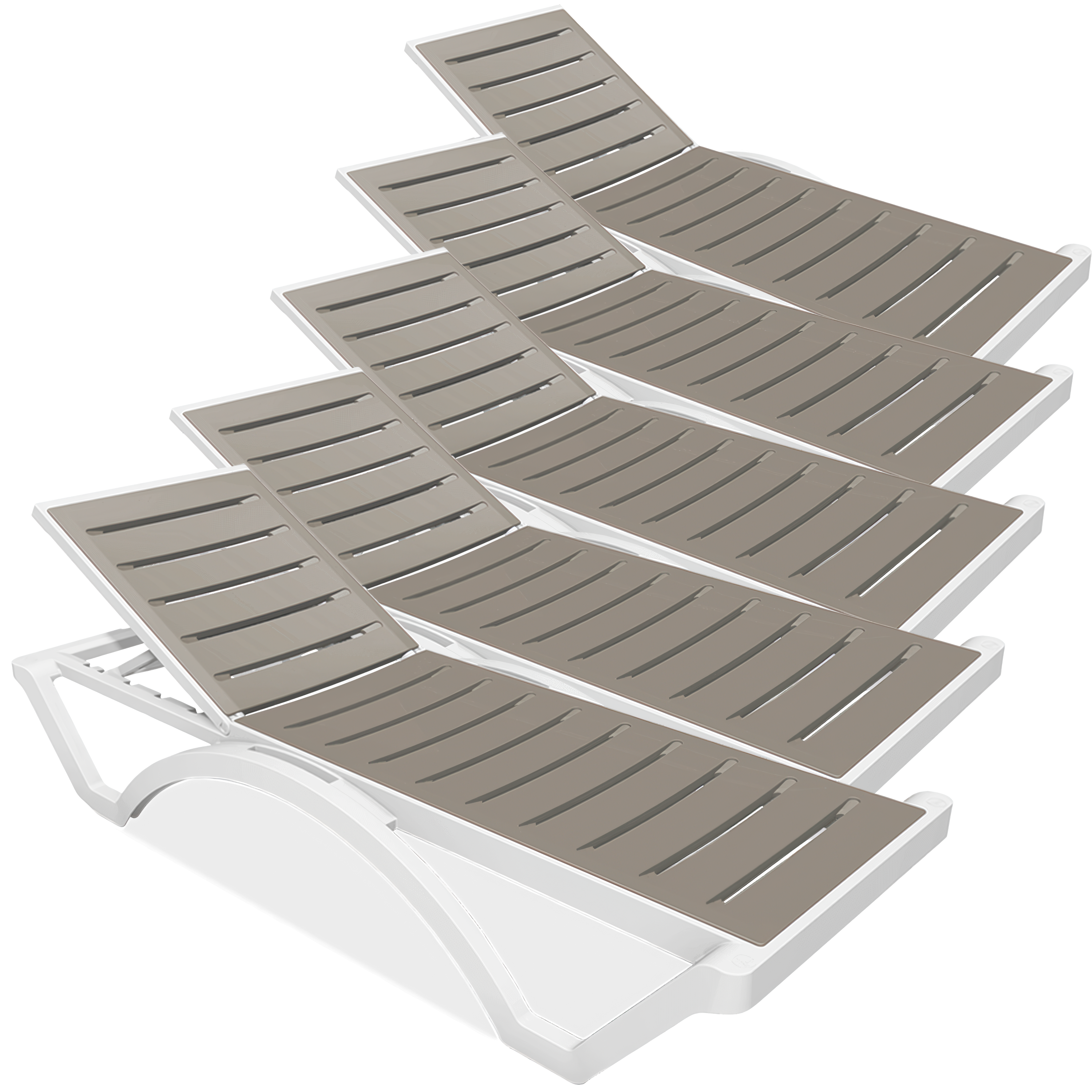 Zestaw leżaków LOMBOK White Taupe 5 szt. - Focus Garden