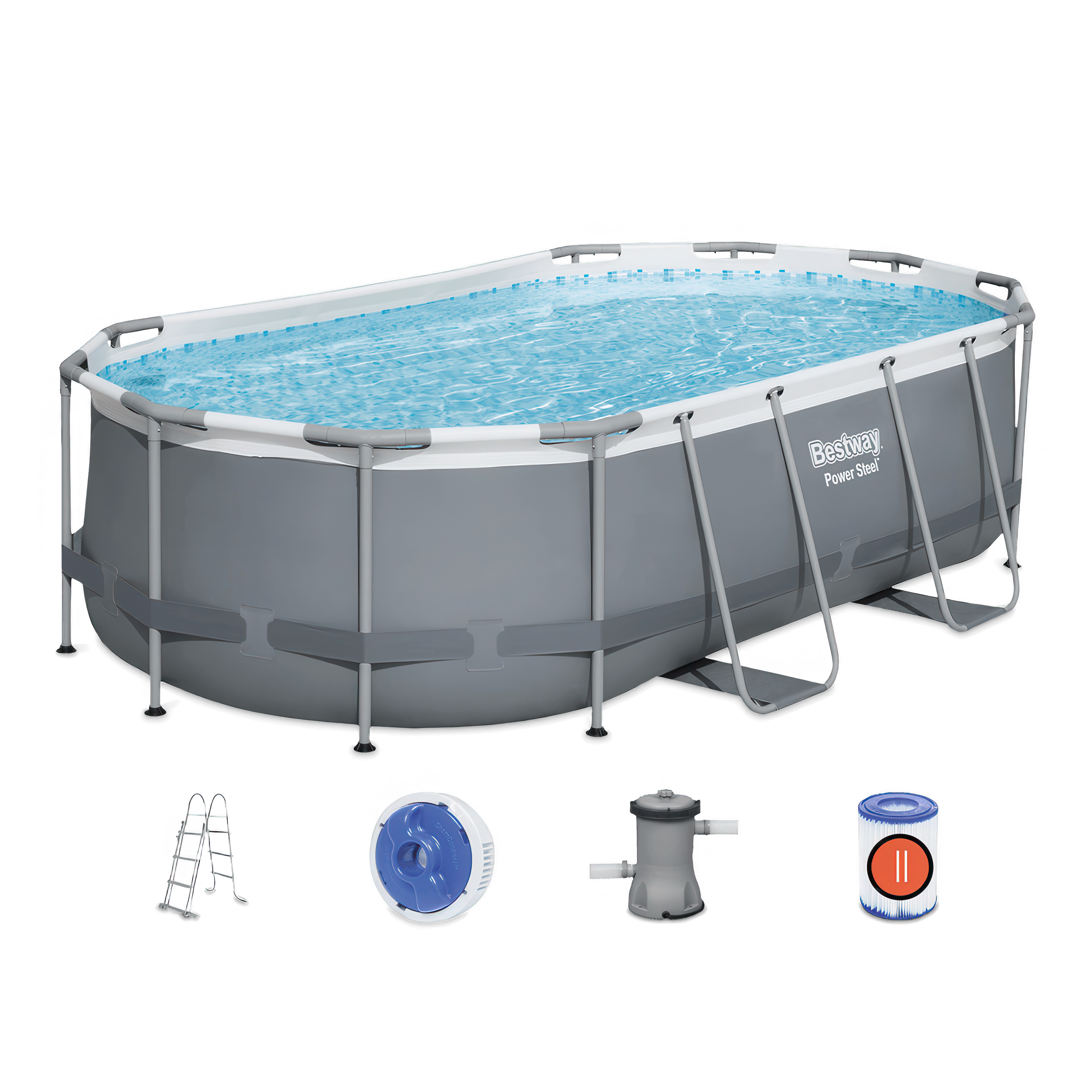 Set piscină Power Steel 4.2 x 2.5 cu cadru de 1 metru - BESTWAY 56620