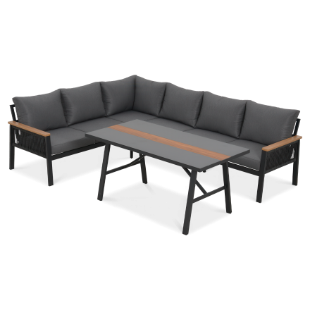 Narożnik + stół Ascona Dark Grey