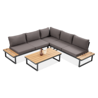 Canapea de colț pentru lounge EMERSON Gri închis