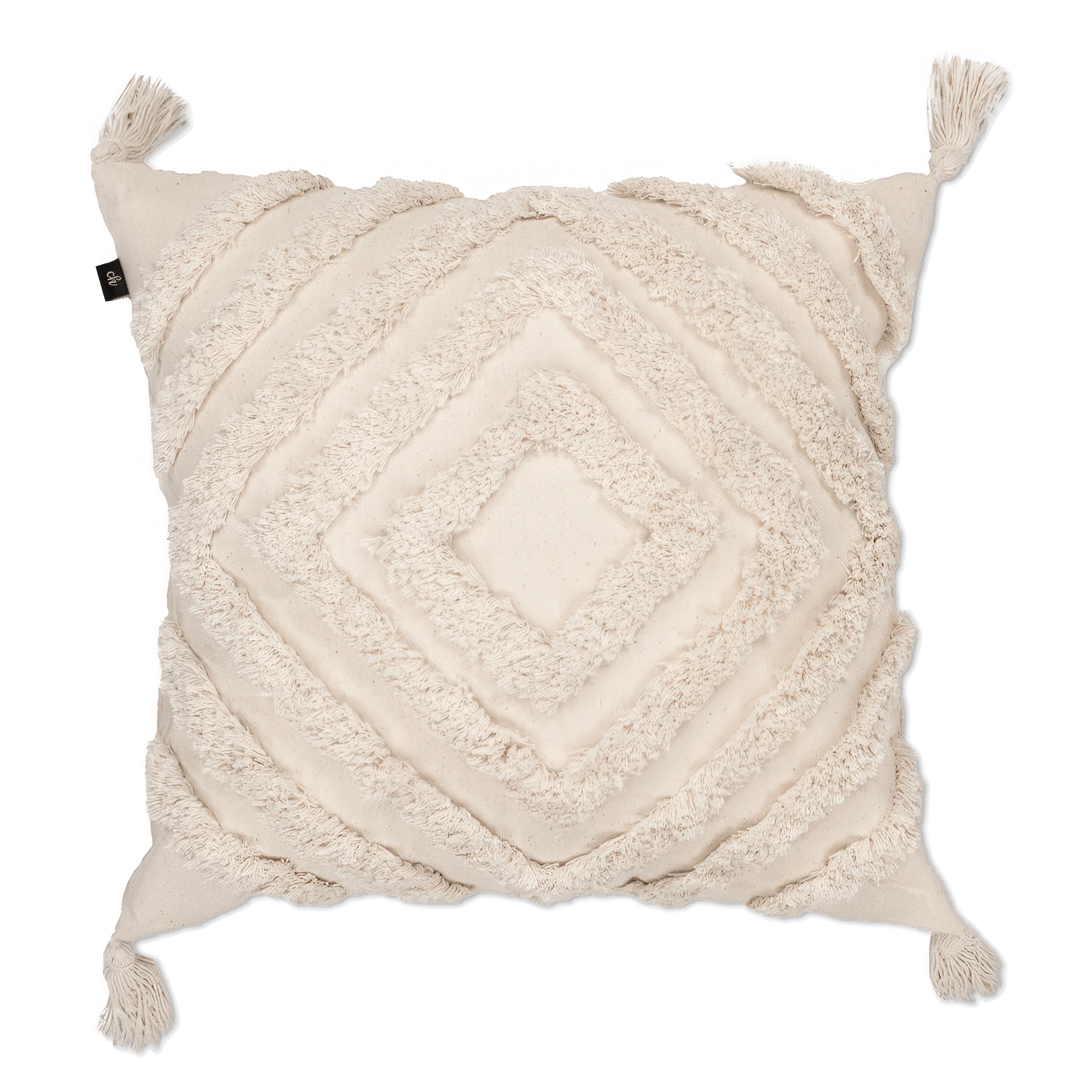 Poduszka w stylu boho z frędzlami, beżowa od moodme