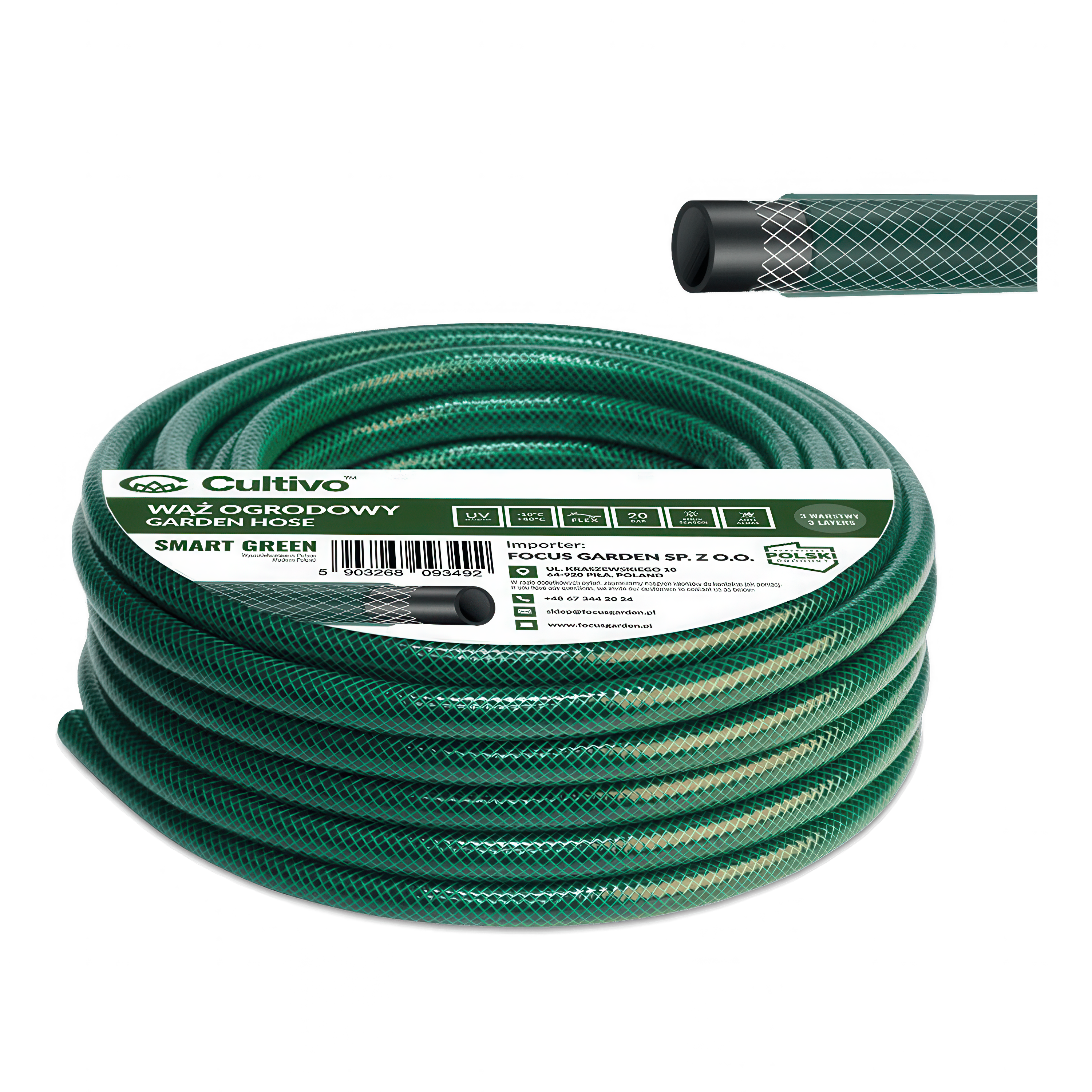 Furtun de grădină SMART GREEN 3/4` 20m - CULTIVO