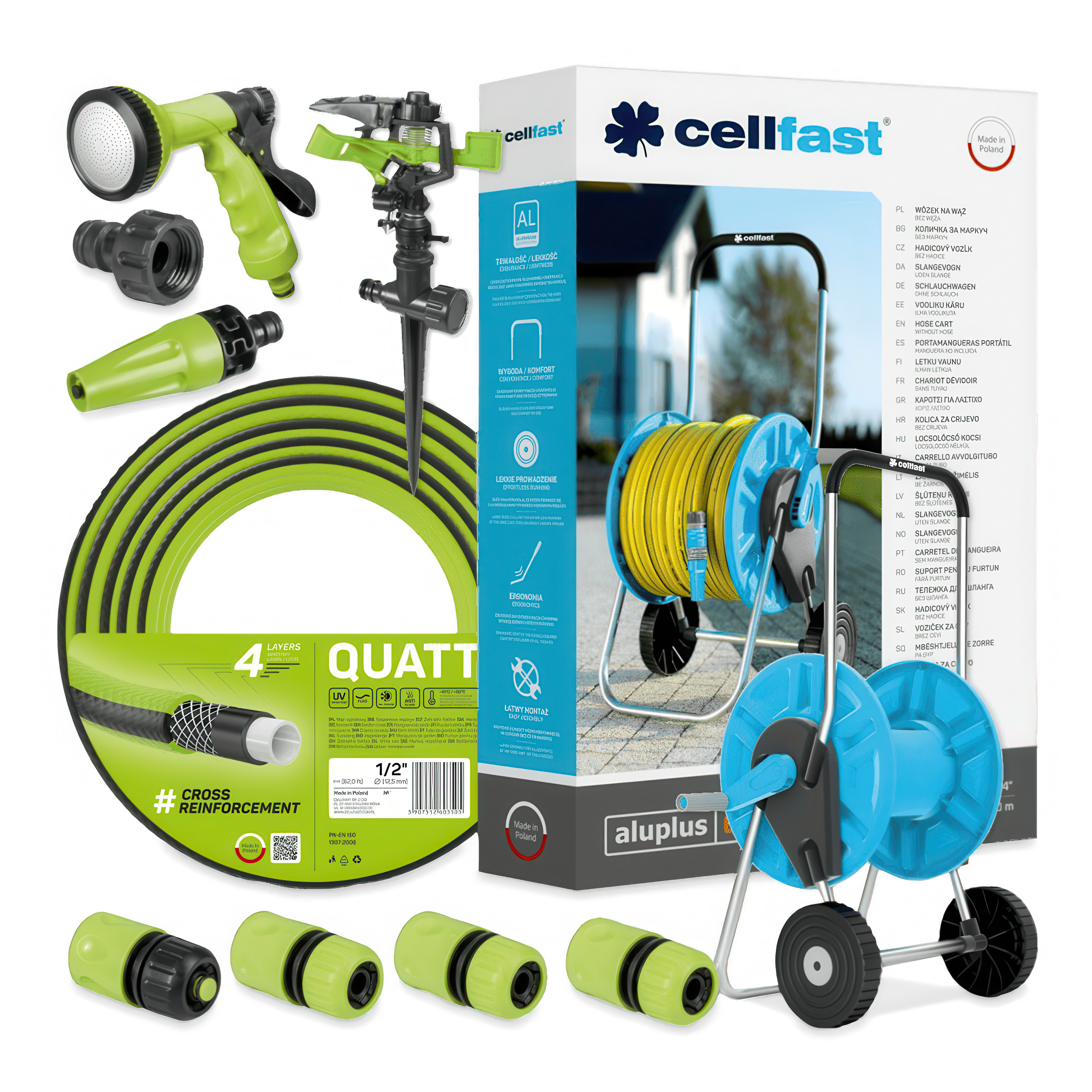 Set de irigare QUATTRO Furtun 1/2" 25m Cellfast