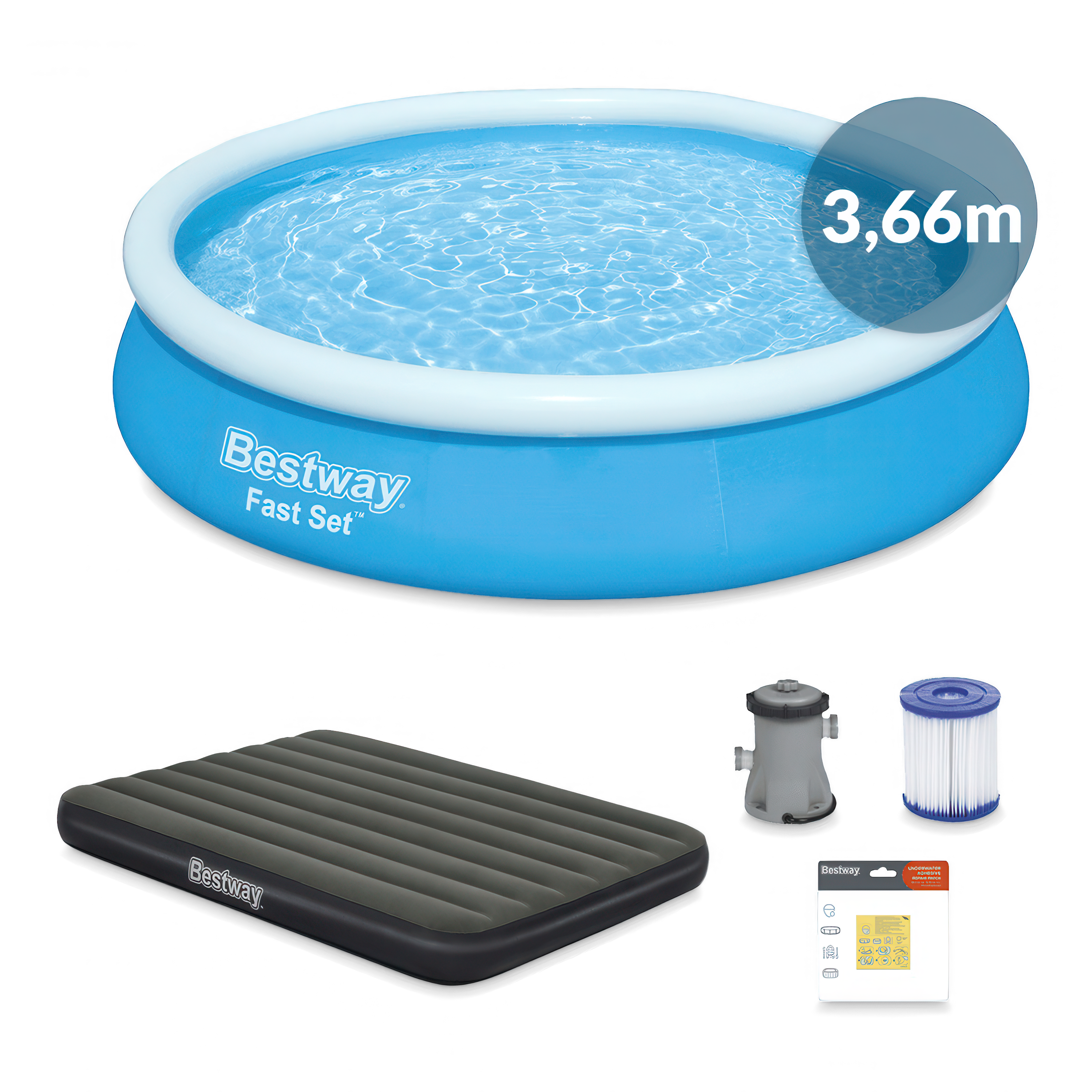 Set piscină de grădină AquaHaven, 5 elemente, 3.66mx76cm - BESTWAY