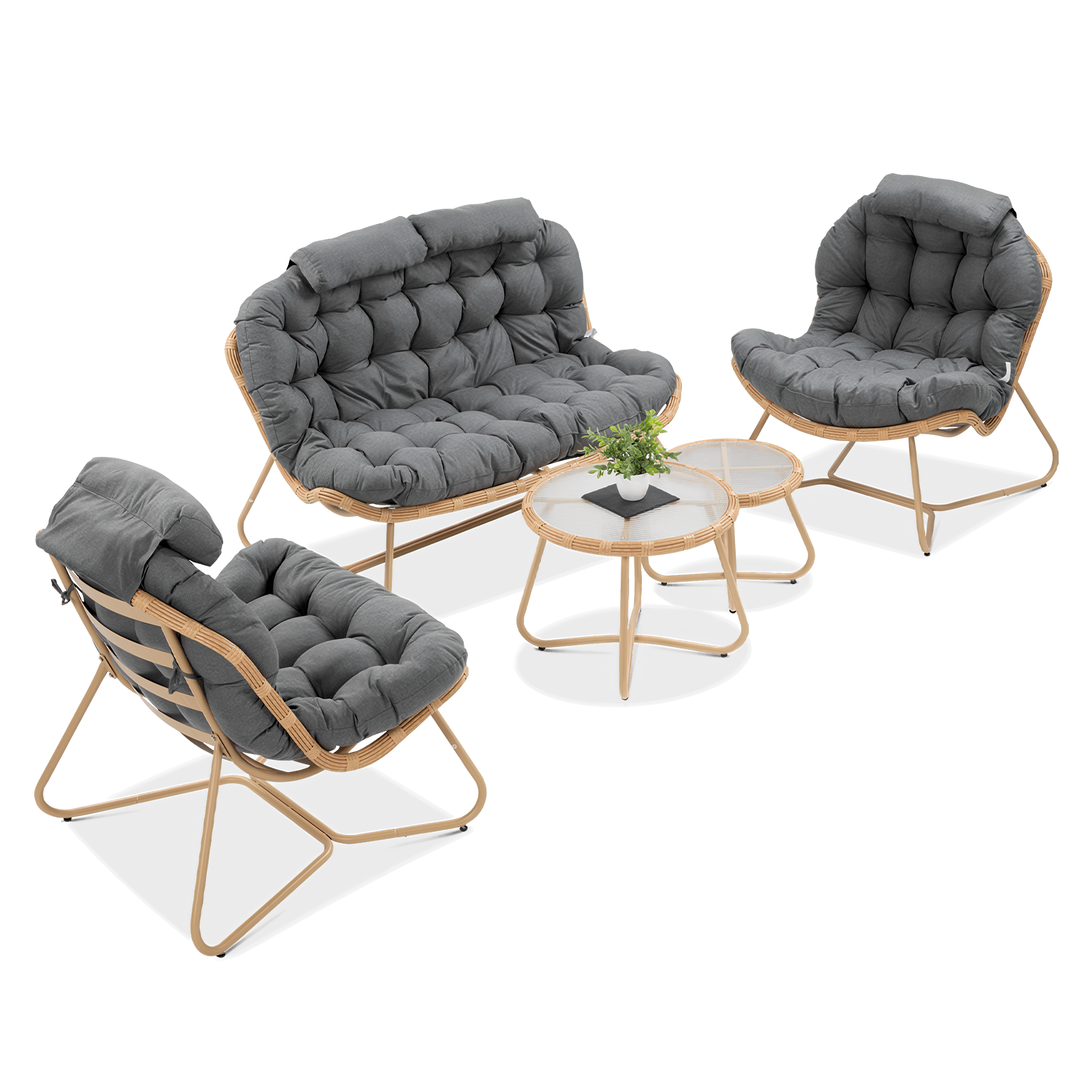 RODOS CAFFE Set de mobilier de lounge natural/gri - Focus Garden