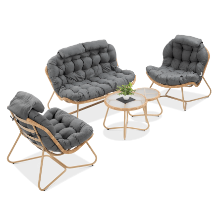RODOS CAFFE Set de mobilier de lounge natural/gri - Focus Garden