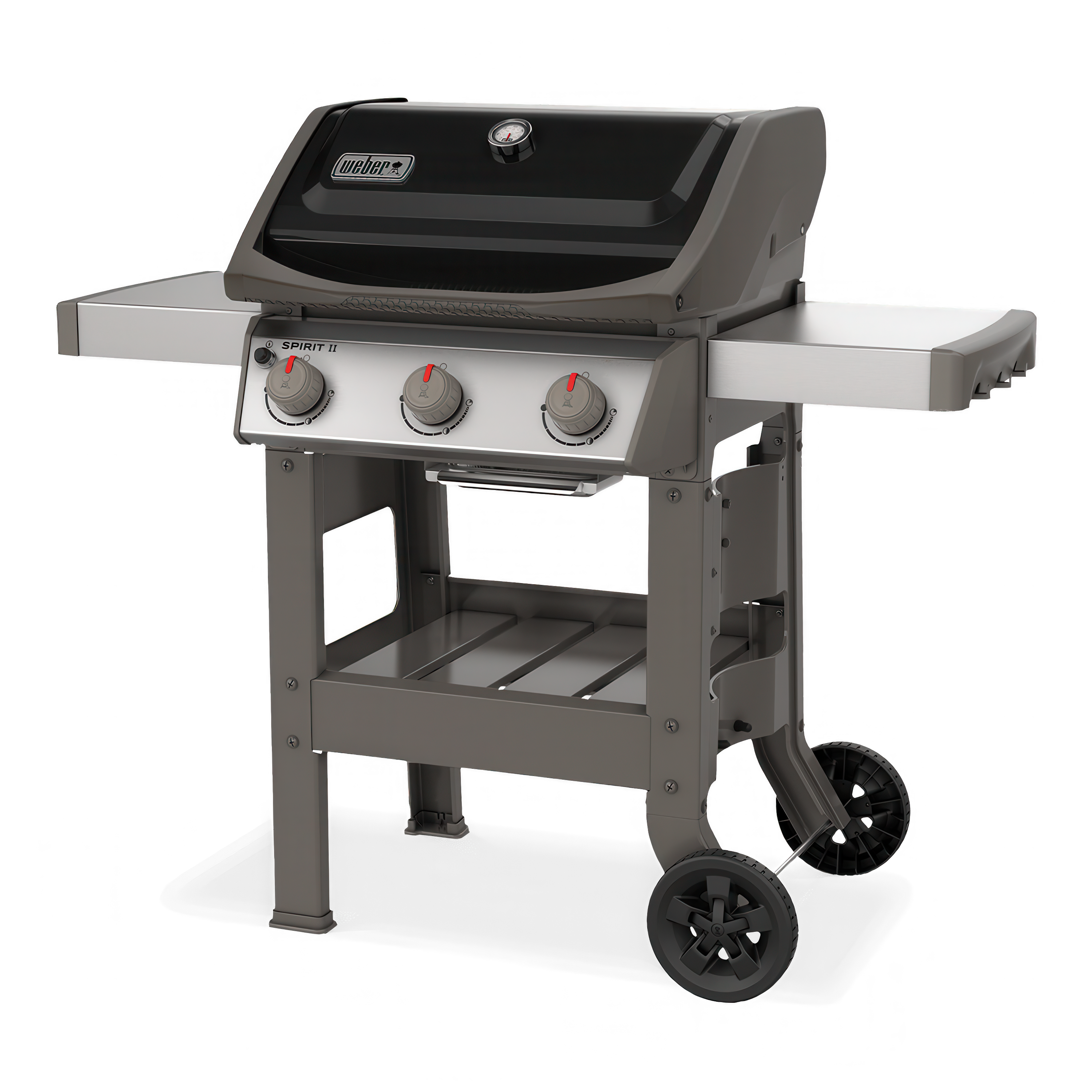 grill gazowy na kółkach szary 