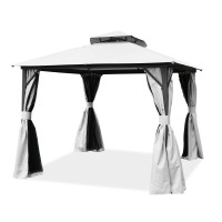 Pavilion de grădină cu plasă de țânțari și perdele VANCOUVER 3x3 Gri deschis - Hardmaister