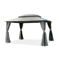 Pavilion de grădină cu plasă de țânțari și perdele VANCOUVER 3x4 Gri - Hardmaister