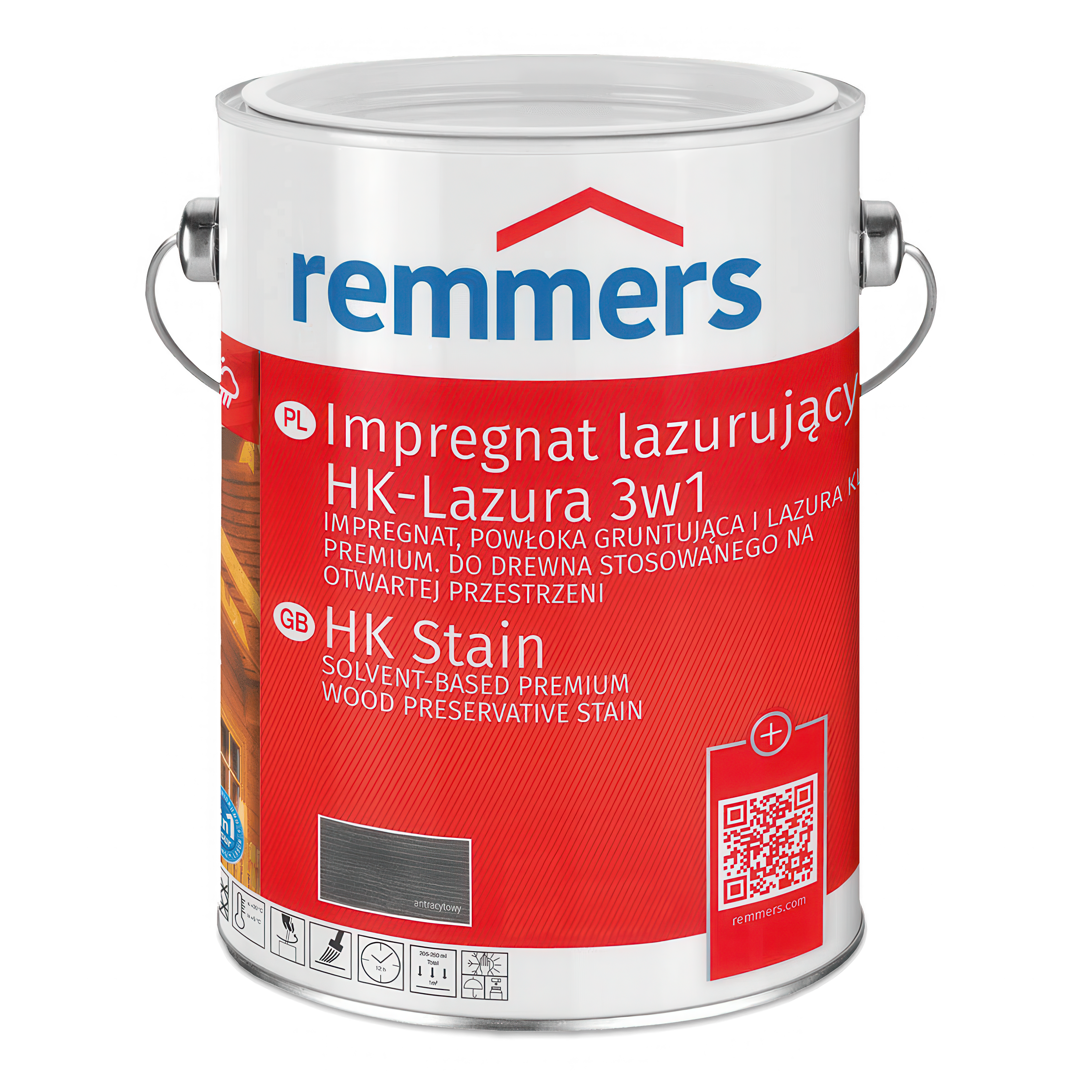 Lazura impregnat HK-LAZURA 3w1 antracytowy 0,75l - REMMERS
