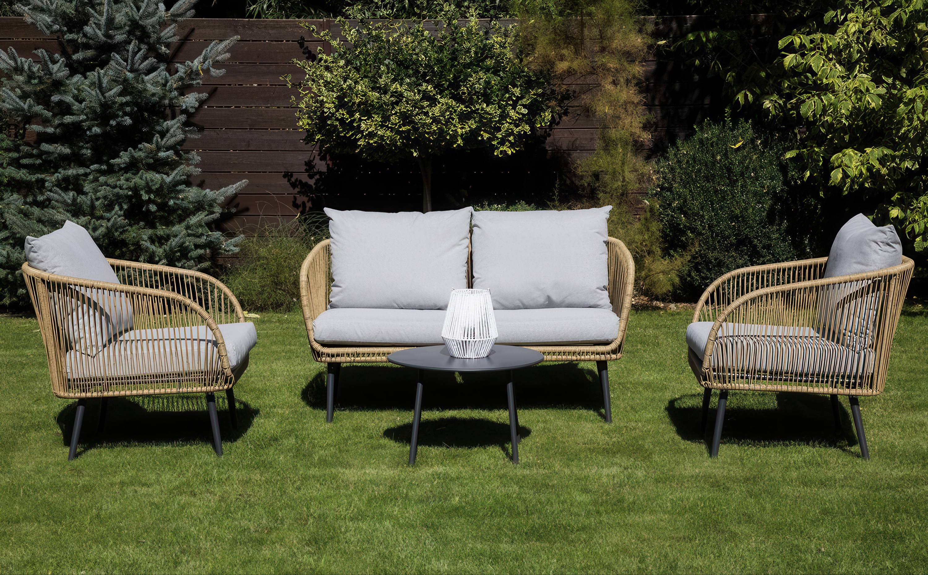 Komplet wypoczynkowy FORTE CAFFE Nature/Grey - Focus Garden