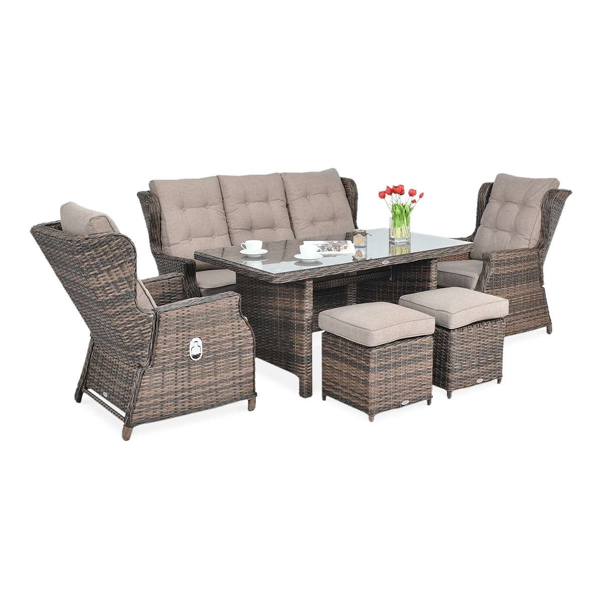 Technorattan mobilier BALTIMORE DINING + PUFY Brown